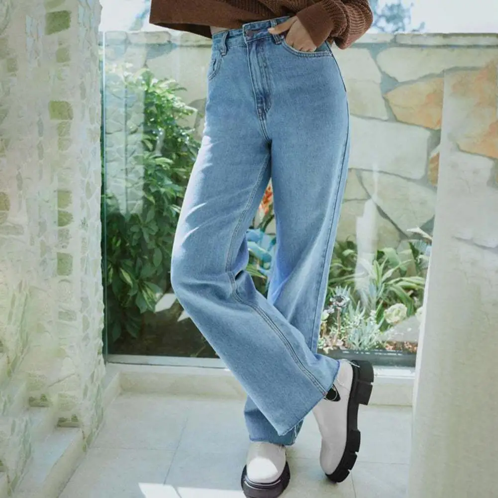 

Long Terrific Zipper Baggy Jeans Denim Lady Pants All Match for Adult