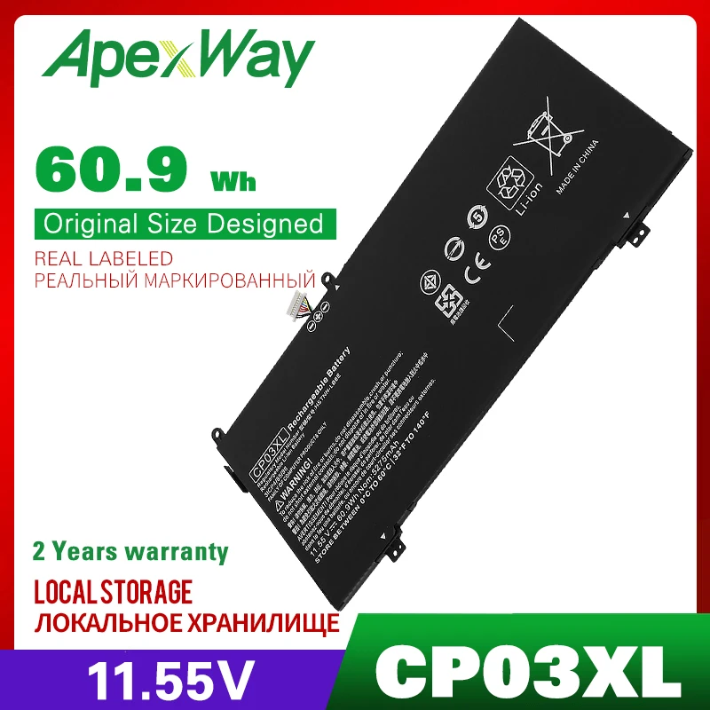 

Apexway 11,55 V 60.9Wh CP03XL Аккумулятор для HP Spectre x360 13-ae040ng Series TPN-Q199 929066-421 929072-855 3ICP4/85/98