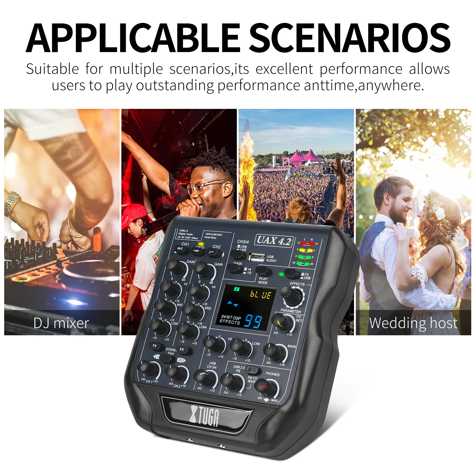 XTUGA микшер с аудиоинтерфейсом 4-канальная фотоконсоль 24 бит/192 кГц запись для