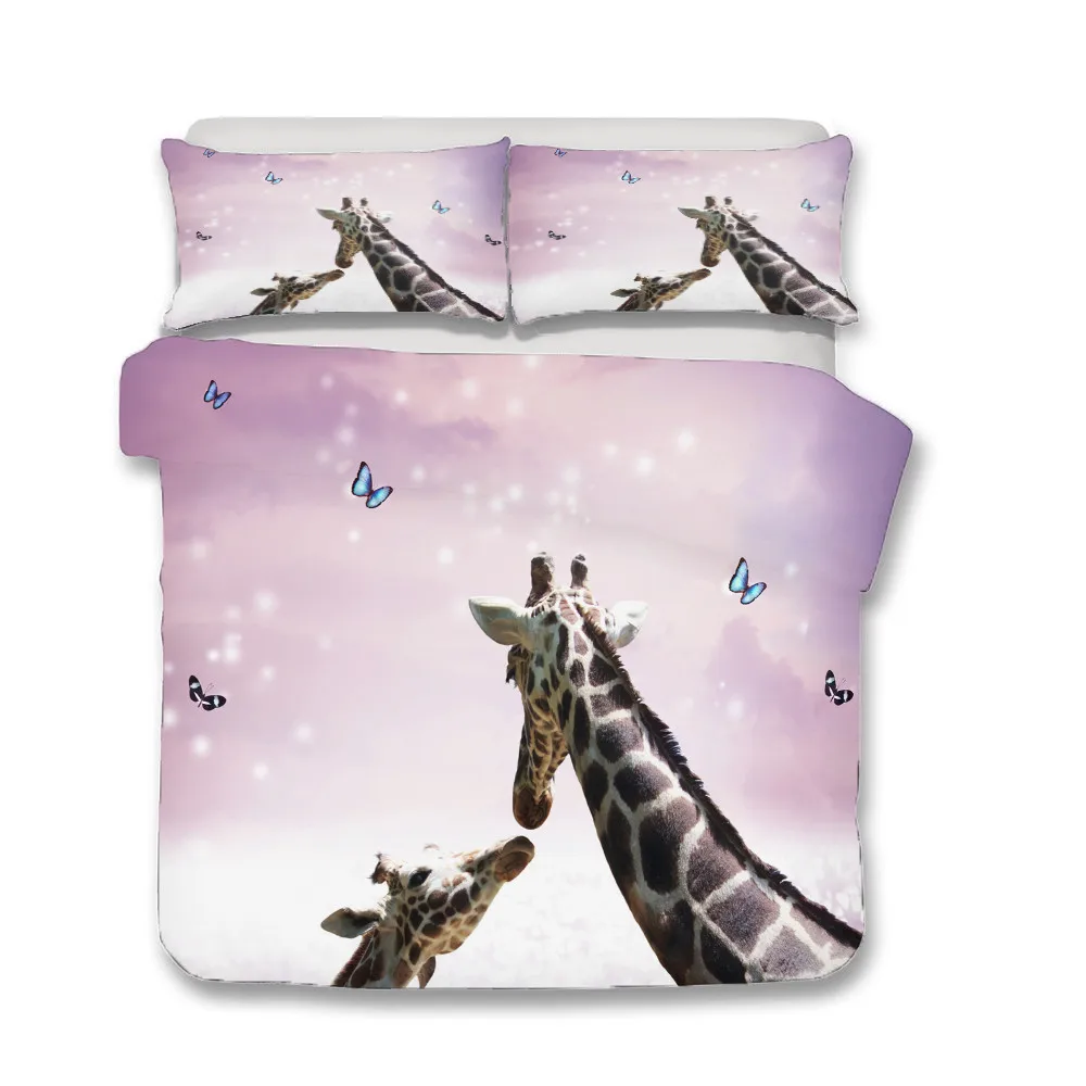 

Tropical Palm Trees Giraffe Zebra Adult Kids Bedding Duvet Quilt Cover Set Holiday Birthday Gift Drop Shipping