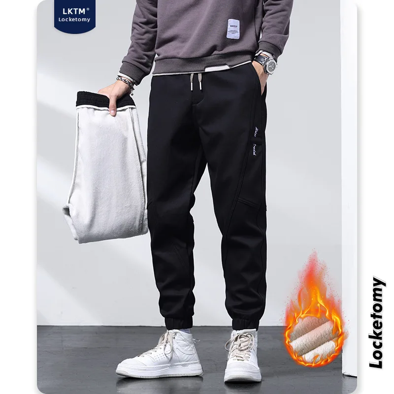 

Men's Sports Pants Autumn and Winter Plus Velvet Thick Casual Pants Trendy Loose Feet Sports Harem Trousers спортивные штаны