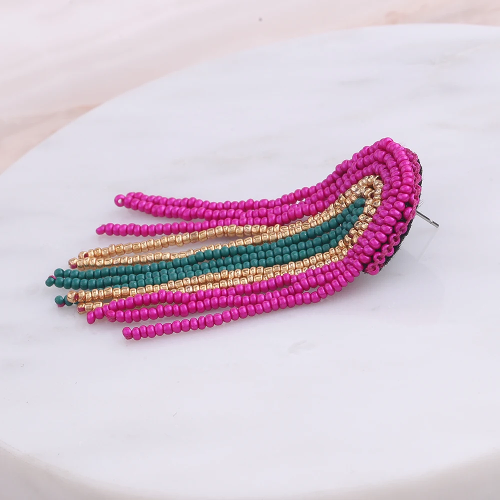 Роскошные блестящие длинные серьги-кисточки ZA с бусинами ручной работы в форме