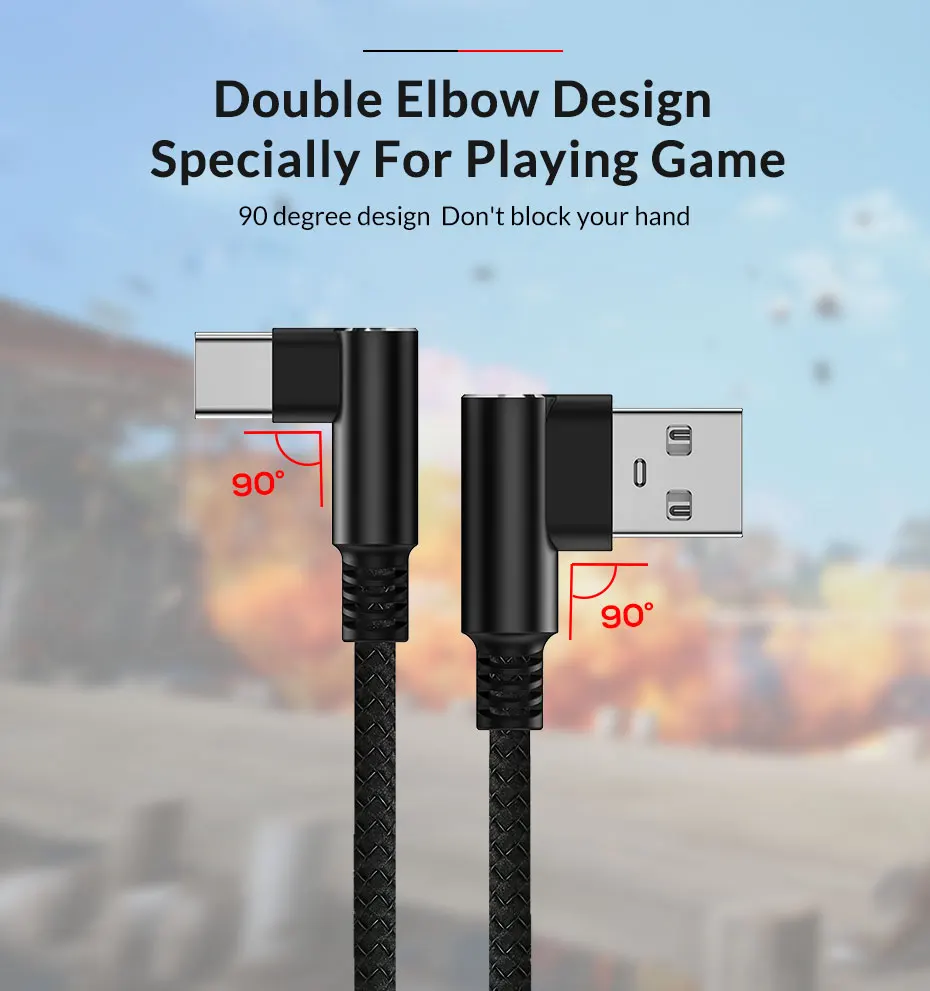 TOPK 90 usb-кабель для быстрой зарядки usb type C кабель 3а L-shape type-C мобильный кабель передачи данных телефона для samsung huawei Xiaomi