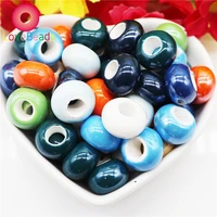 10pcs mixed color large hole murano glass spacer loose beads charms fit pandora bracelet necklace snake chain for jewelry making