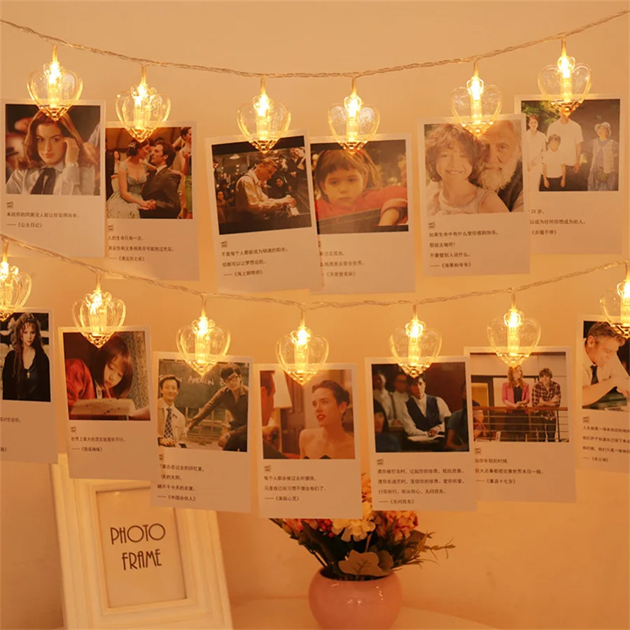 

1.5/3/6M LED Photo Clips String Light Christmas Wedding Star Heart Fairy Light Hanging Photo Picture Card Memos Garland Light