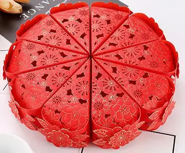 1 red 20 pieces 20 шт./лот, коробки для конфет с романтическим цветочным декором, бумажная Подарочная коробка для торта, свадебной вечеринки, полый шоколадный Подарочный крафт-пакет, сахарный чехол - Цвет: 1 red 20 pieces