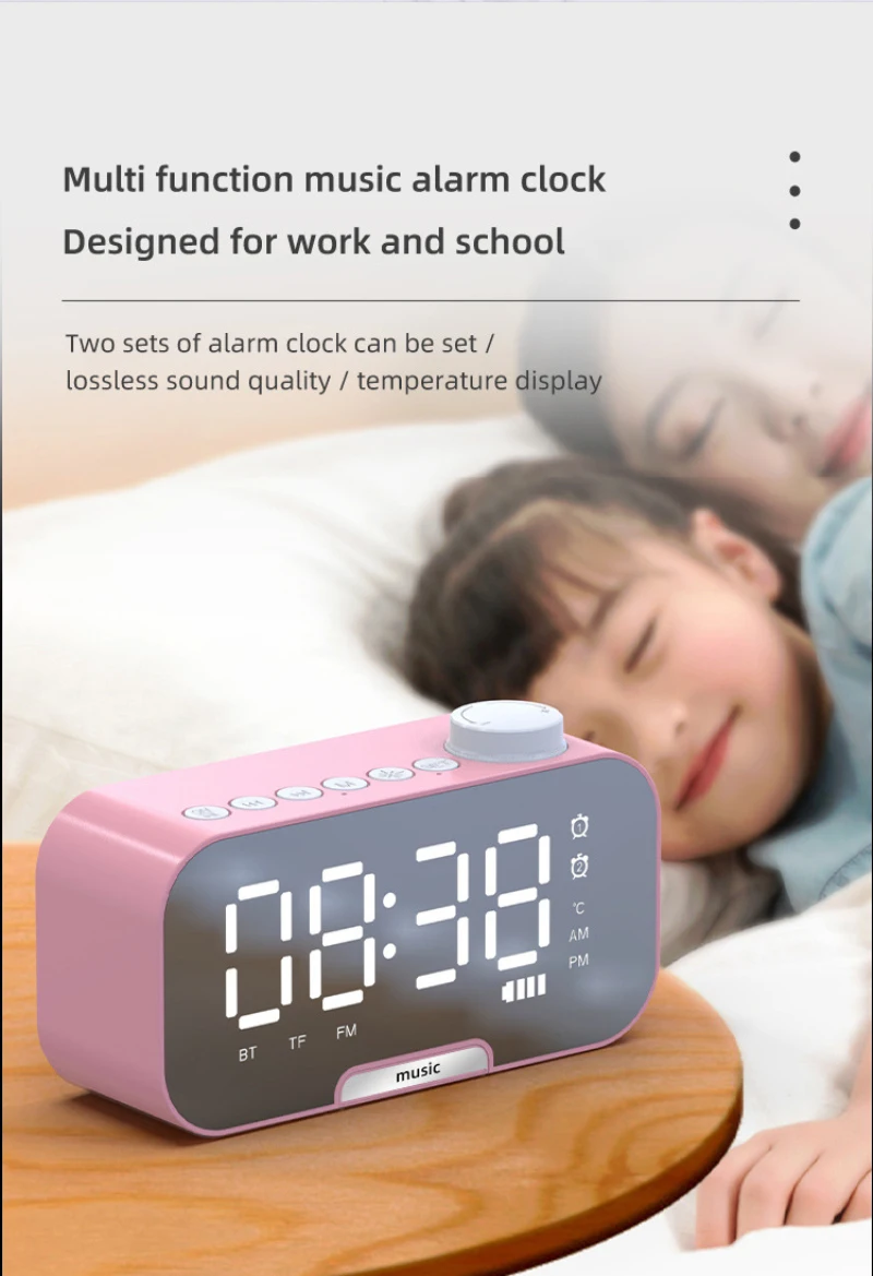 New Z5 Wireless Bluetooth-compatible Speaker Portable Mini Mirror Alarm Clock Support TF Card Built In Microphone FM Radio HiFi |