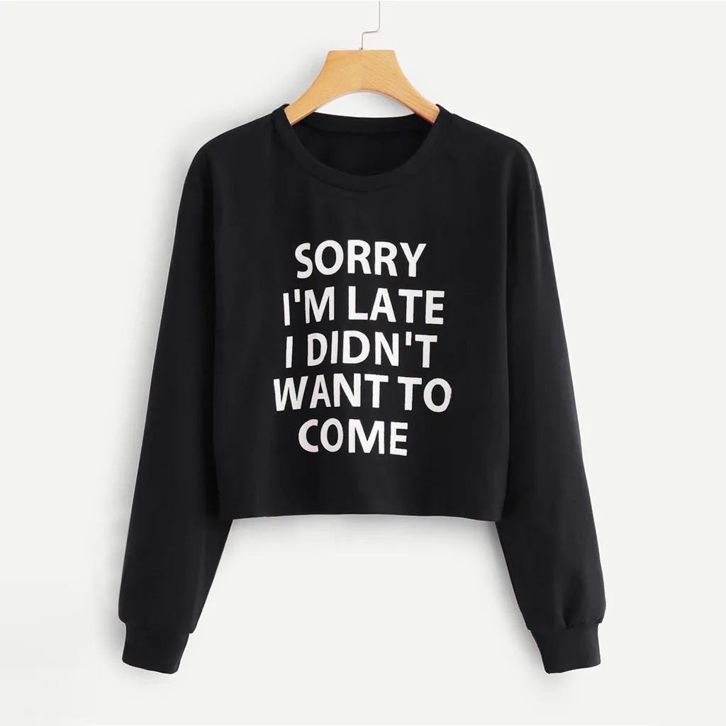 Женская толстовка с О образным вырезом блузки длинными рукавами и надписями