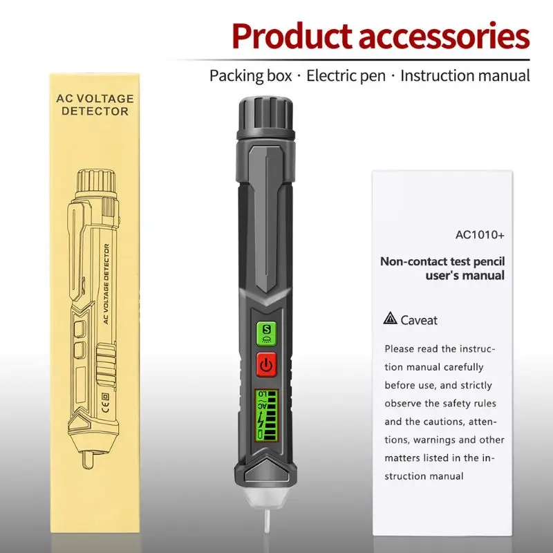

AC1010+ Intelligent Non-contact Voltage Tester Pen Alarm AC Voltage LCD Display Sensitivity Adjustable Induction Pen