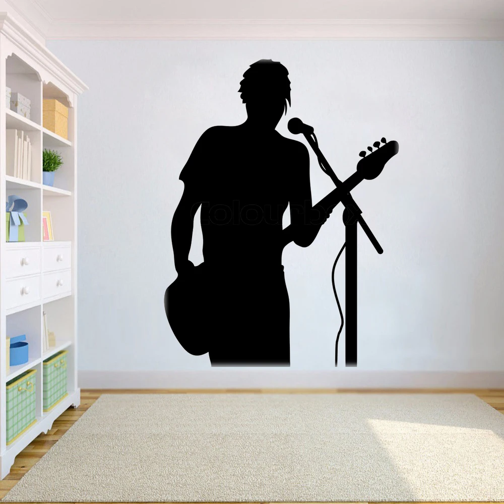 

Rock Guitarist Wall Stickers Room Decor Decal Vinyl band microphone Wall Decal Nightclub Bedroom Classroom Decoration HQ027