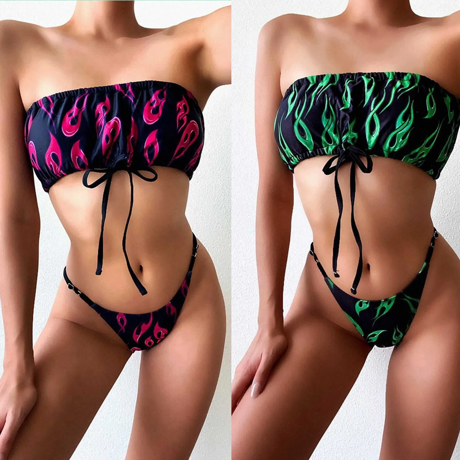 Женский бандо бандажный комплект бикини пуш ап бразильский купальник пляжная