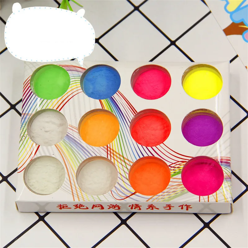 12 цветов супер яркие светящиеся Порошковые клейкие аксессуары полимерная глина