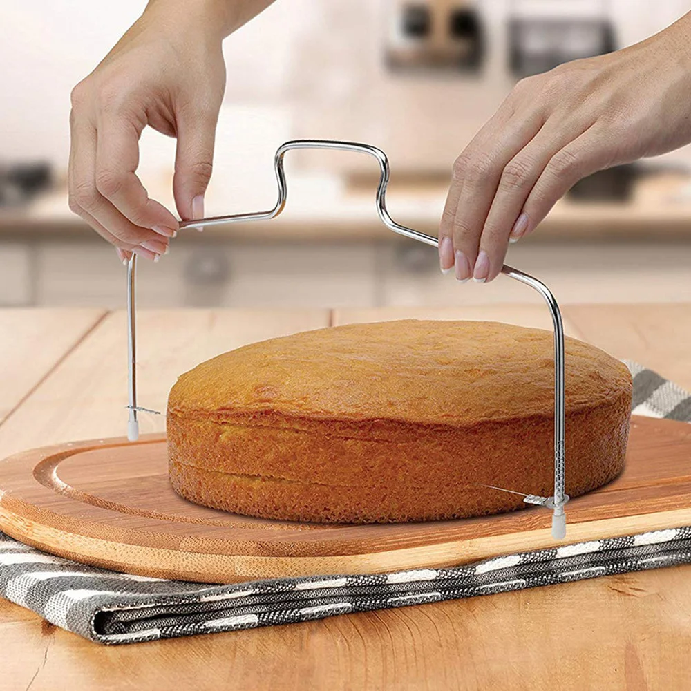 

1pcs Double Wire Cake Slicer Stainless Steel Baking Adjustable Leveler Bread Divider Leveler Cutter Trimmer Kitchen Accessories