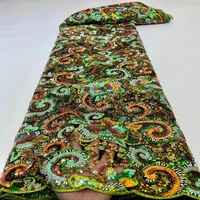big wedding tulle lace beaded rich african french net fabric with sequins for big occasions 5 yards high quality ts9755