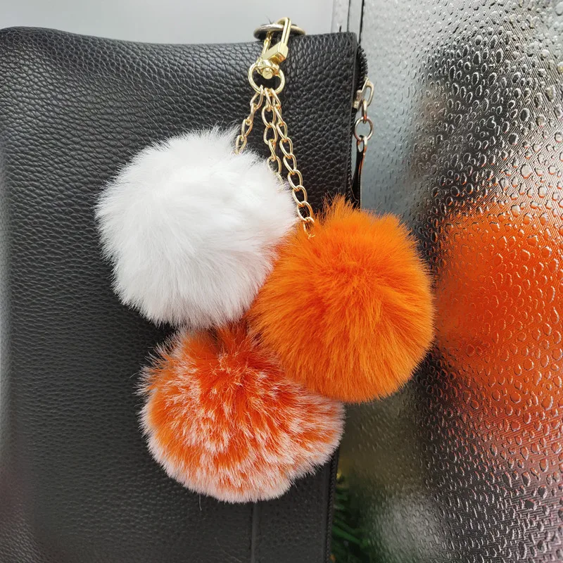 Модные 3 Цвета кролика помпон брелок для ключей с искусственным мехом шаром