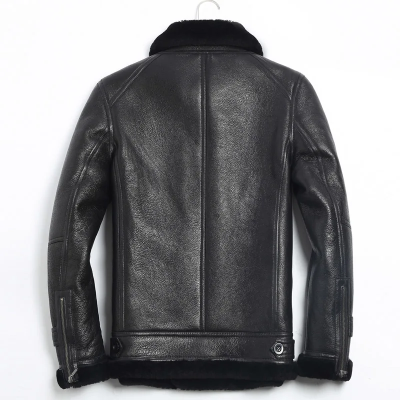 Мужская куртка из натуральной кожи зимняя короткой овечьей шерсти мужское