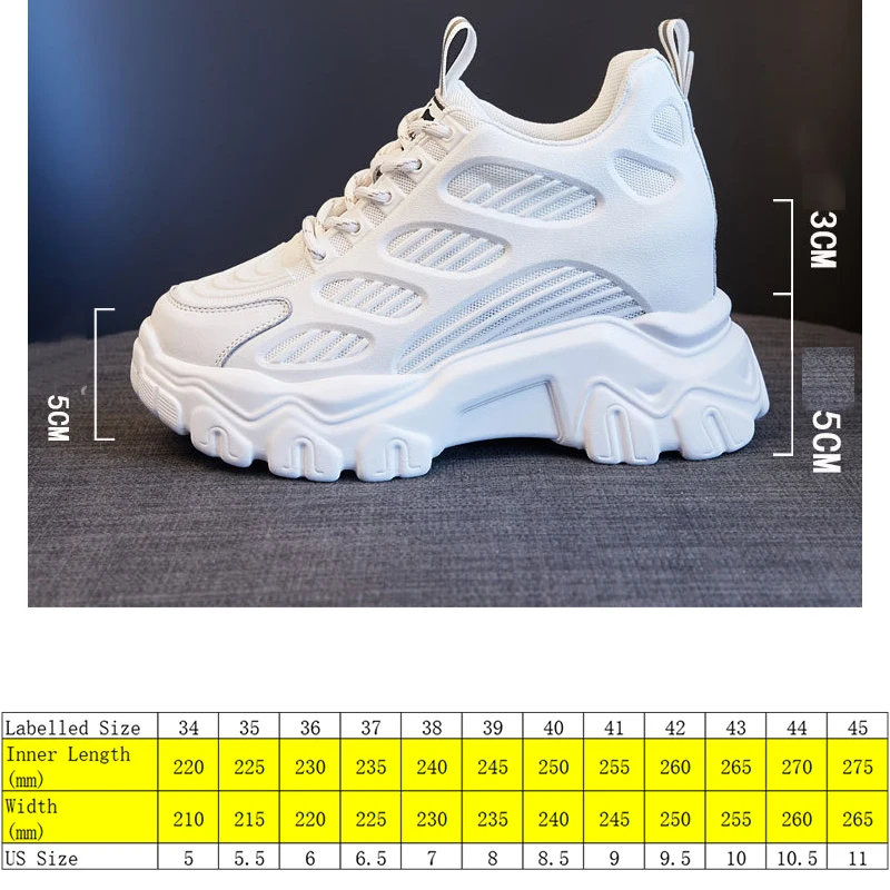 

Fujin/женская повседневная обувь на платформе 8 см; Белая дышащая обувь из натуральной кожи с сеткой; Сезон весна-осень-лето; Обувь на скрытом к...