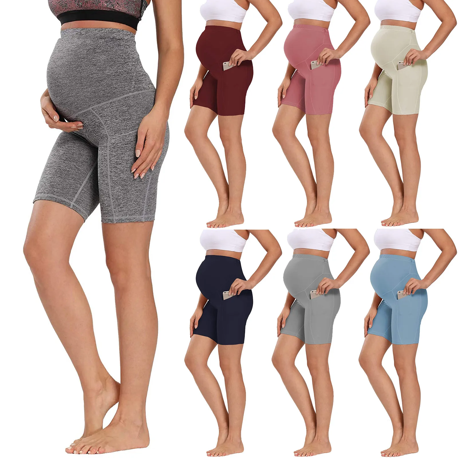 

Woman Pregnancy Legging Mini Yoga Shorts Fitness Sports High Waist Slim Fashion Pregnant Maternity Pants