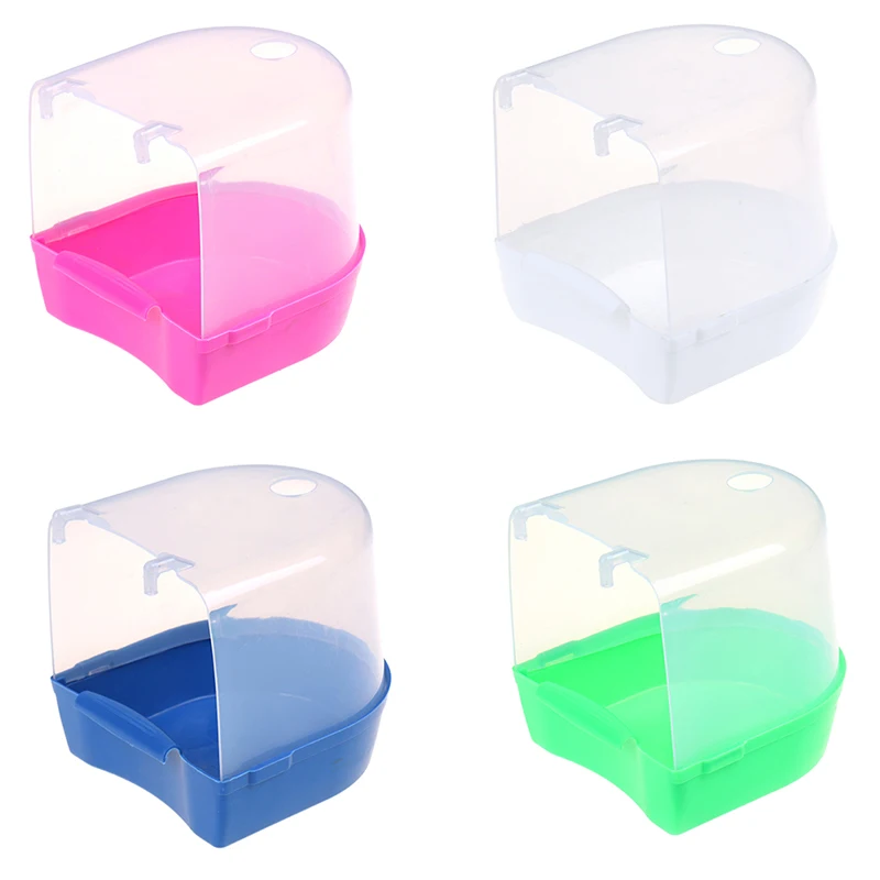 

New 1Pc Plastic Bath Box Parrots Parakeet Hanging Birdbath Cage Bathtub Water Tub Pet Bowl Feeding