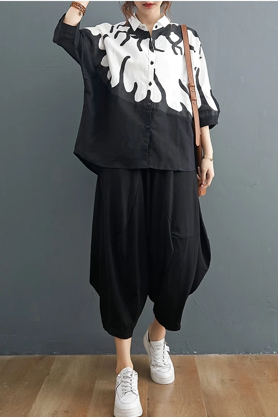 

2021 Summer Women Tops Bat Short Sleeve Plus Size Loose Casual Print Shirt Streetwear Hip Hop Vintage Shirts Blouse