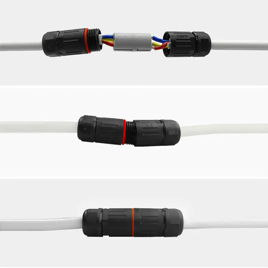 

10Pcs IP68 Waterproof Straight Connector Junction Box Electrical Wire Cable 3 Pin Connector Outdoor Plug Socket Terminal Block