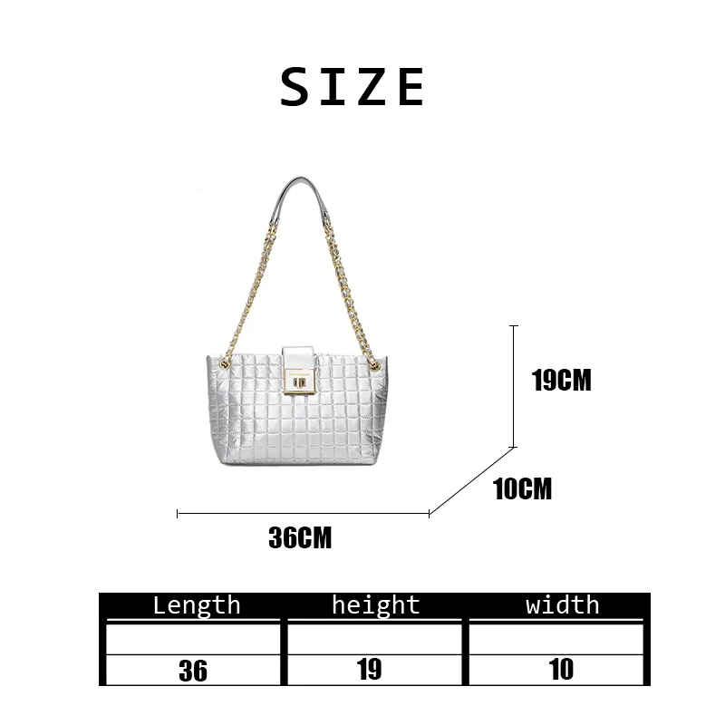 

2020 Autumn Winter Women New Fashion Tote Bag PU Larger Capacity Versatile Rhombic Lattice Casual Solid Single Shoulder Handbag