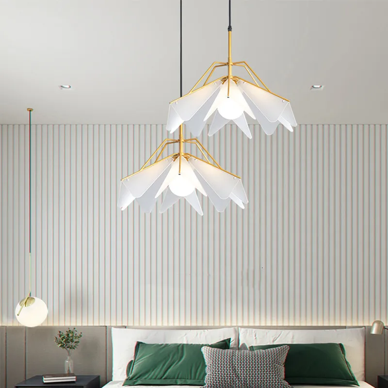 Еда люстра Северная Европа Личность Геометрическая спальня прикроватная лампа