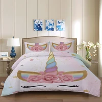 colorful unicorn bed clothes single double luxury rose flower bedding set star queen king twin full duvet cover set for kid girl