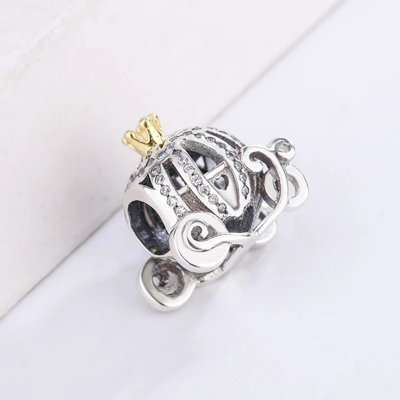 

For Pandora 925 Sterling Silver Charm Halloween Pumpkin Car Crown Beads For Charm Bangles Woman Jewelry Making Accessories