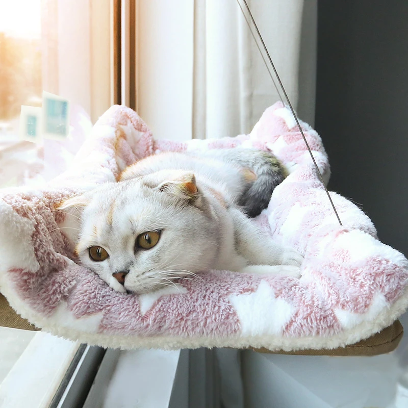 Amaca per gatti letti appesi carini comodo supporto per finestra del sedile soleggiato prodotto per animali domestici morbido ripiano per animali domestici forniture cuscinetto staccabile 20kg