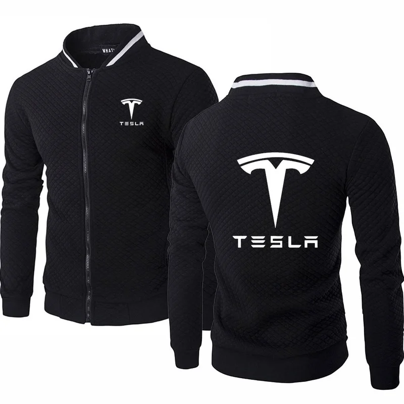 

Mens Sweatshirts Tesla Print Sweatshirt Spring Autumn Mens Jacket Long Sleeve Sportswear Casual Zipper Hoody Male Tops Clothing