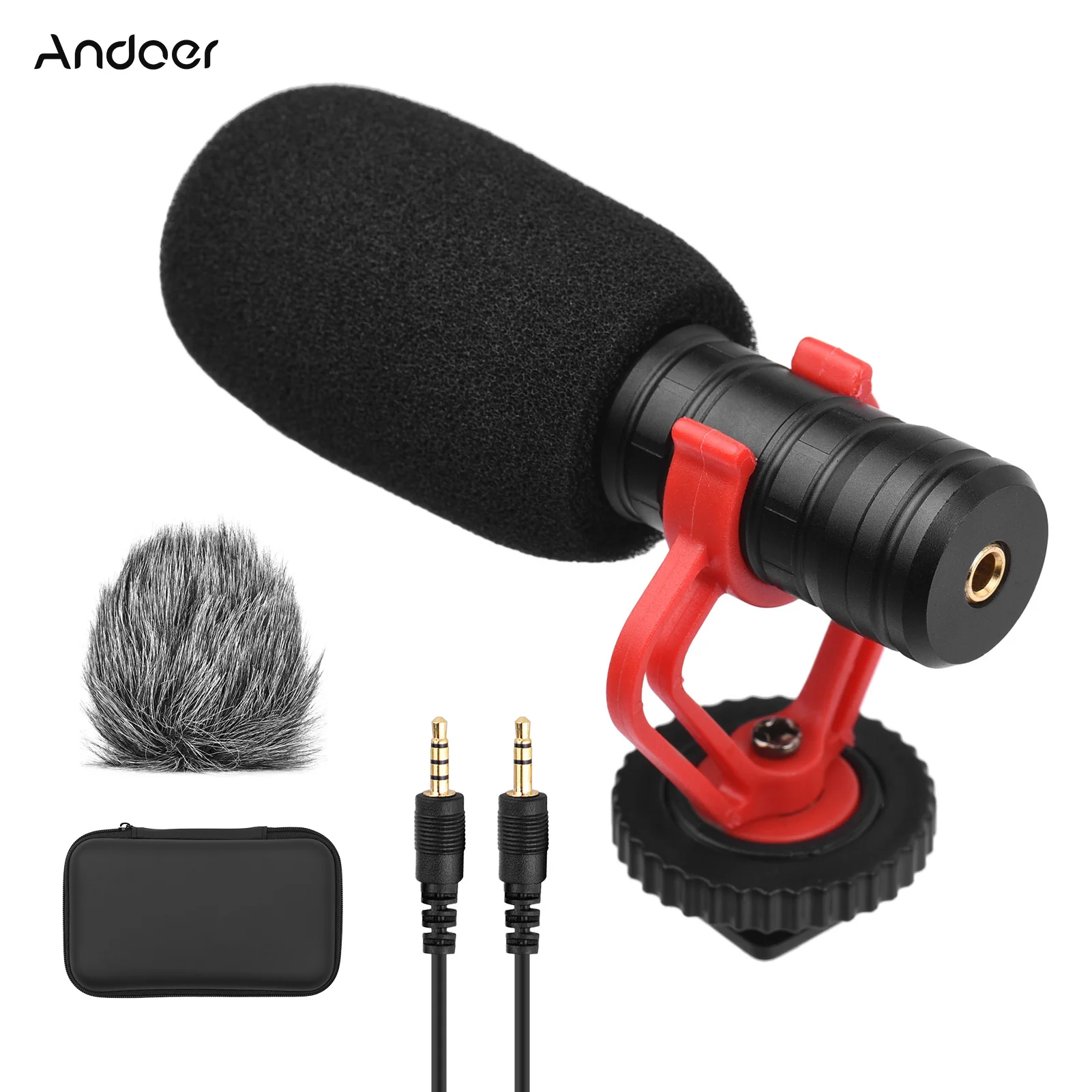 

Andoer Camera Microphone Cardioid Condenser Mic with 3.5mm Port Anti-Shock Mount for Phones Camera Interview Video Recording