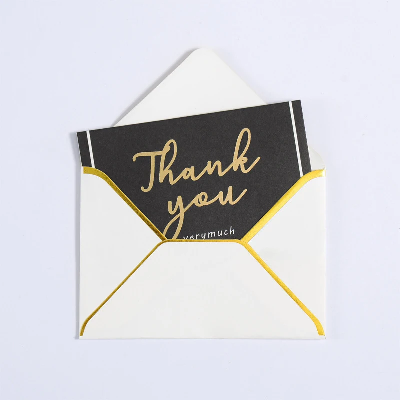 Простая открытка спасибо бронзированный конверт для праздничного приглашения с