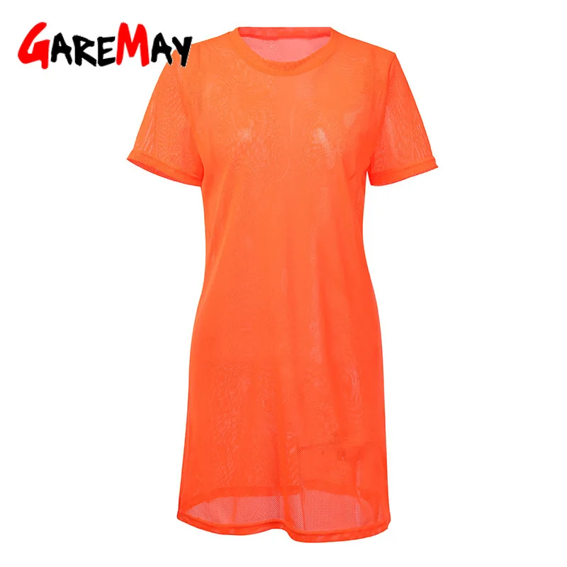 Весна лето 2020 женское Сетчатое платье с коротким рукавом и круглым вырезом