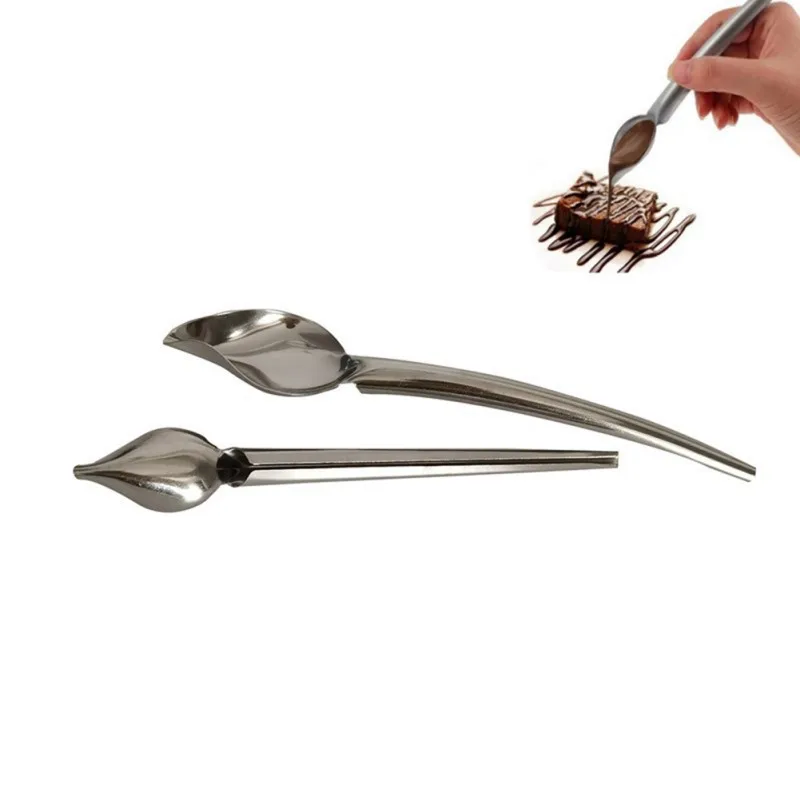 

2 шт. шеф-повар украшения ложка из нержавеющей стали Портативный мини соус картина кофейная ложка рисунок ложки для украшать плиты