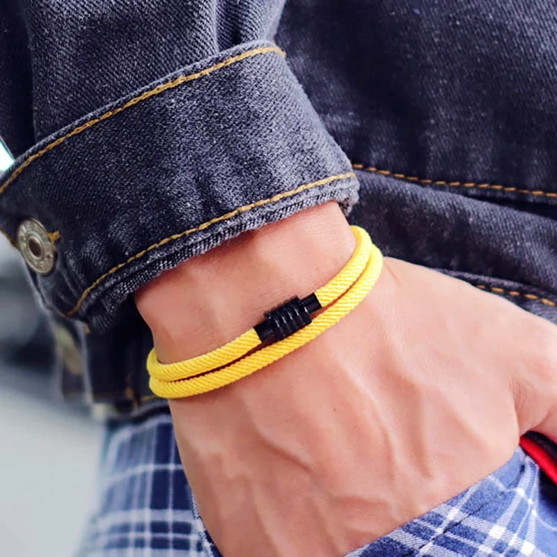 Уникальный двойной веревочный браслет для мужчин и женщин магнитный влюбленных