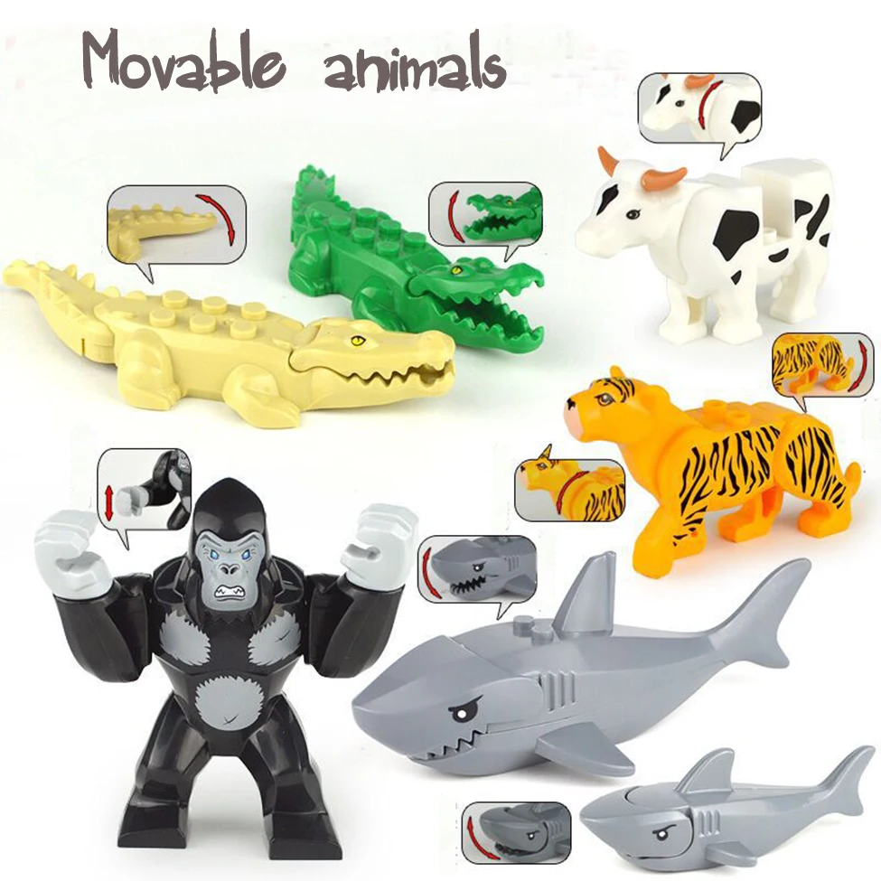 Классический конструктор: город друзья животные зоопарк тигр леопард Кит Акула
