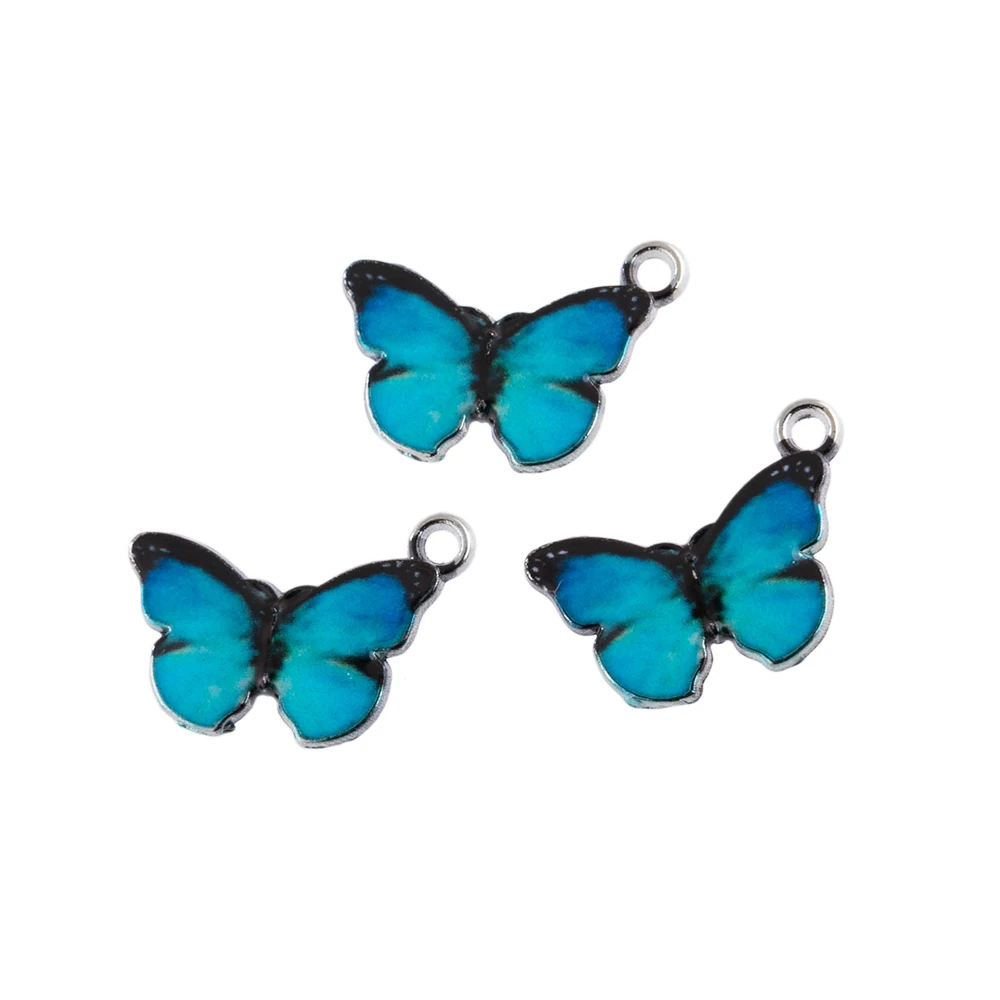 10 шт. Новые разноцветные эмалированные художественные бусины бабочки для женщин