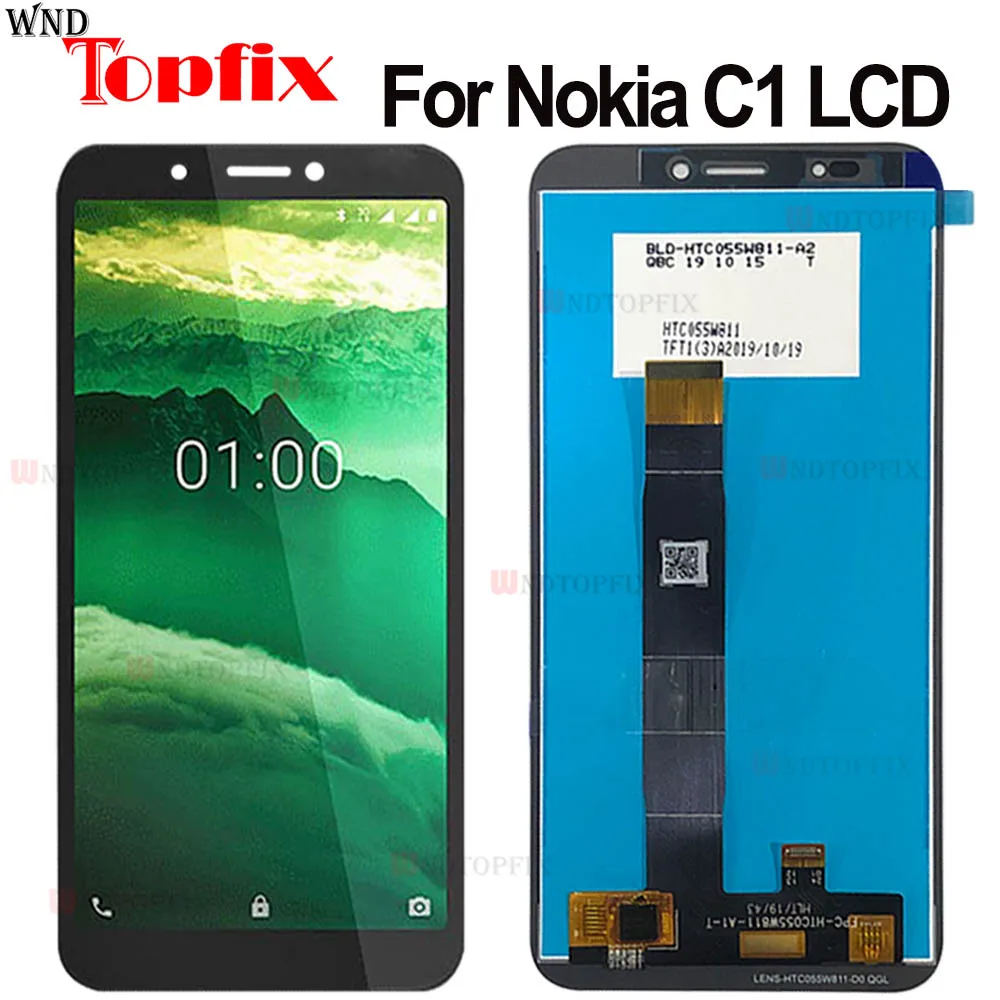 

ЖК-дисплей 5,45 дюйма для Nokia C1, сменный сенсорный экран с дигитайзером в сборе для Nokia C1 TA-1165, ЖК-дисплей