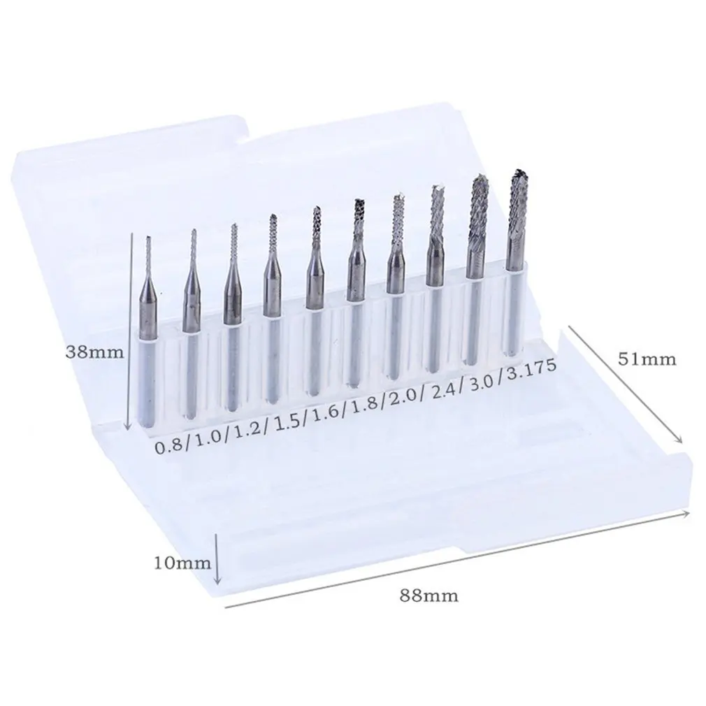 

10 Pieces Set Tungsten Carbide Extended PCB Corn Cutter CNC Engraving Wood Router Corn Milling Cutter PCB Drill