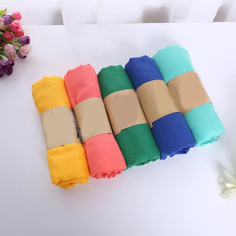 180*55cm Candy Colored Cotton Linen Long Scarf Solid Color Soft Scarves Shawls Monochrome Silk New Women Beautiful Gift Scarf