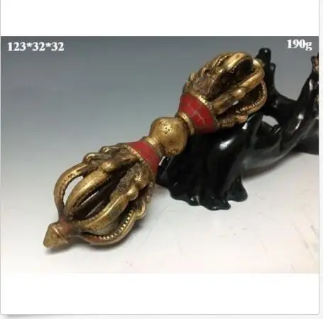 Китайский Старый тибетский буддизм Бронзовая бирюза буддийский инструмент