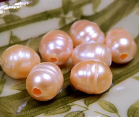 

New Arrival Large Hole 2.5mm Rare Pink Color Rice Freshwater Pearl 10mmx12mm Natural Gemstone Beads DIY Handmade Fine Jewelry