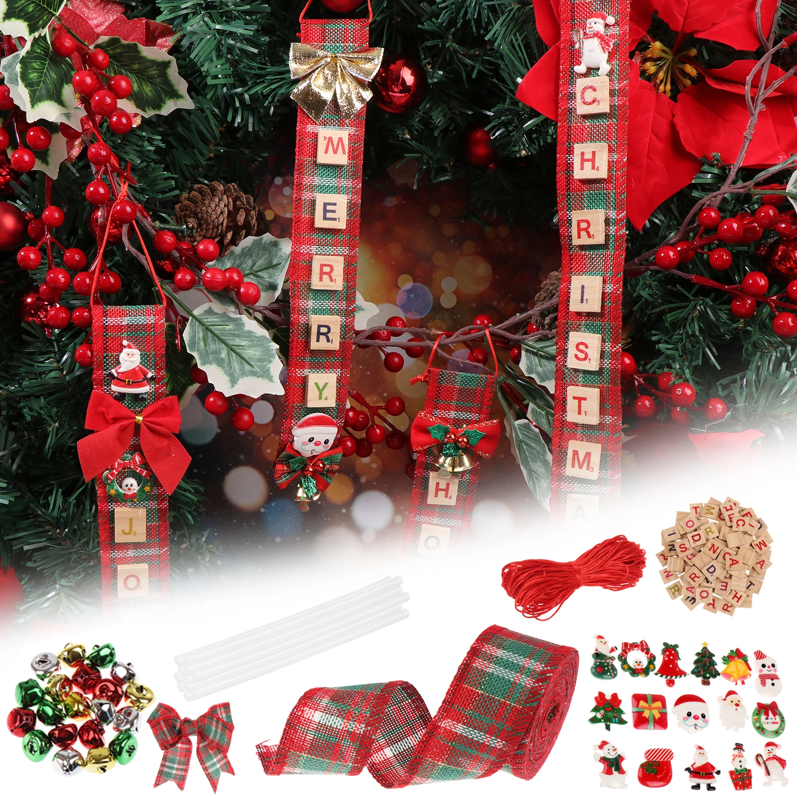 

Christmas Ornaments Tree Decorations Personalized Wooden Letter Tiles DIY Crafts