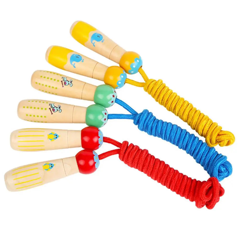 

Kids Jump Ropes Wood Cartoon Jumping Handle Sport Bodybuilding Fitness Lovely Skipping Ropes Toys For Christmas Gift