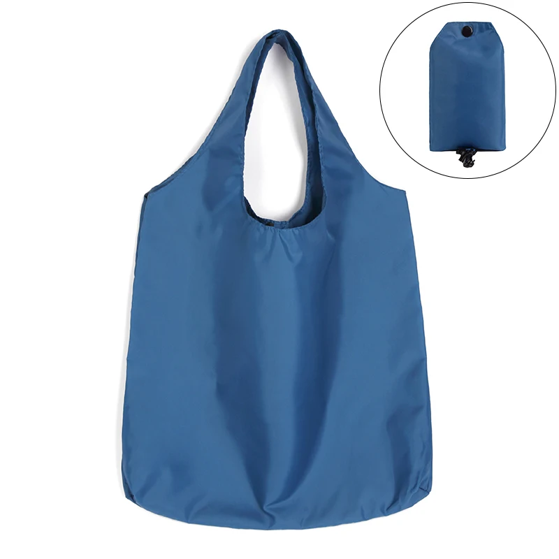 MABULA 1 x Portable Reusable Shopping Bag Oxford Washed Solid Color Grocery Purse Foldable Waterproof ripstop Shoulder Handbag images - 6