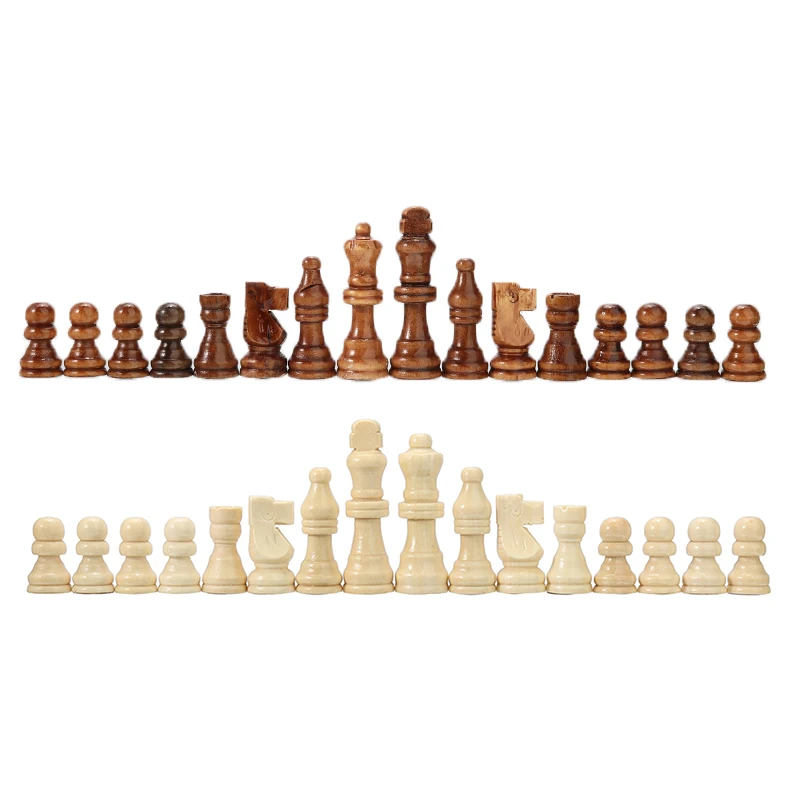 Wooden International Chess Set 32 Pieces Board Game Chessmen Collection Portable Travel Games | Спорт и развлечения