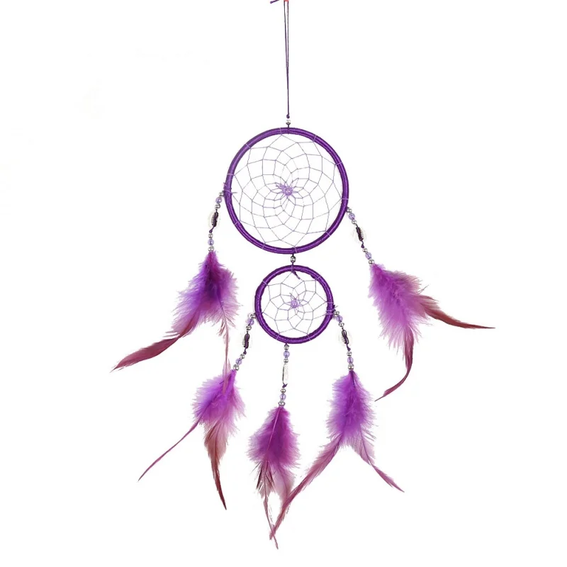 Ловец снов ручной работы ротанговый с перьями настенное украшение для дома