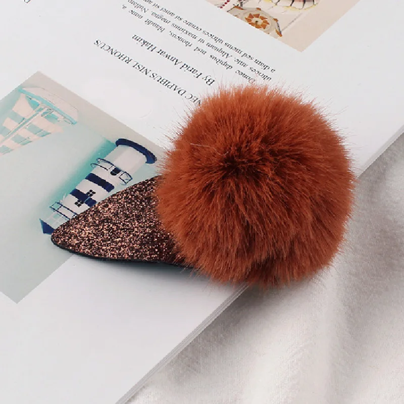 Помпон для волос из мягкого искусственного меха помпон зажим ВВ заколка