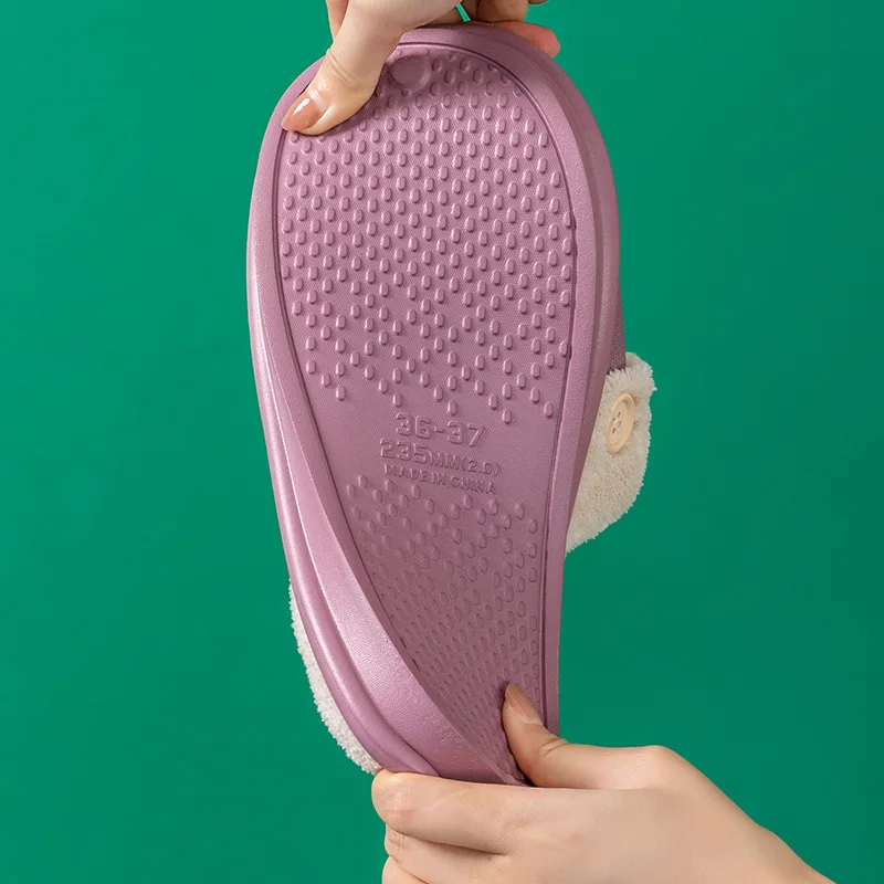 

Winter Women Slippers Couple Shoes Short Plush Warm Ladies Casual Non-slip Soft Warm House Slipper Indoor Bedroom Fashion New